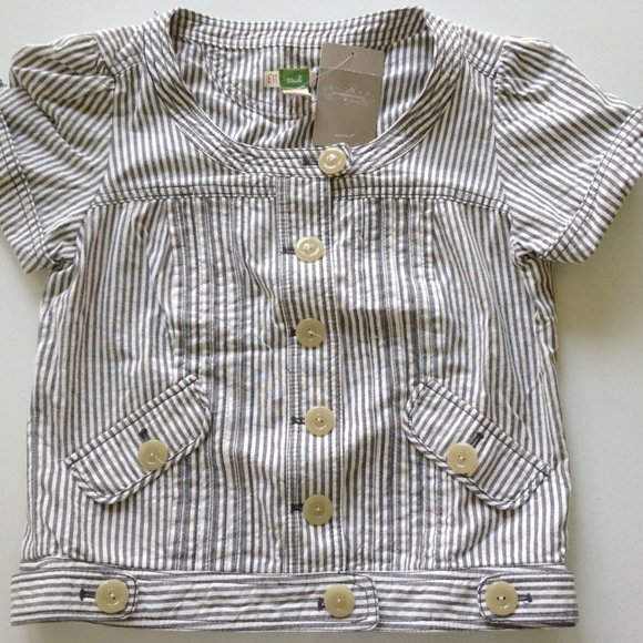 Anthropologie Jacket 4 ETT TWA SECOND LINE Coat Seersucker Cotton Cropped NWT - Picture 3 of 4